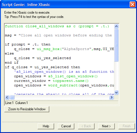 Inline Xbasic